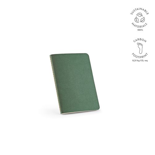 verde oscuro Cuaderno Bronte A6 de tapa blanda de cartón reciclado.