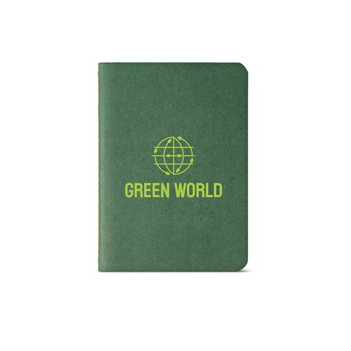verde oscuro Cuaderno Bronte A6 de tapa blanda de cartón reciclado.