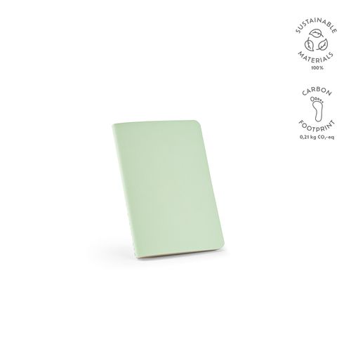verde pastel Cuaderno Bronte A6 de tapa blanda de cartón reciclado.