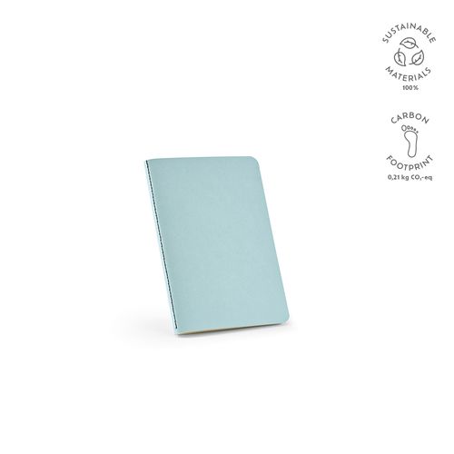 azul / blanco pastel Cuaderno Bronte A6 de tapa blanda de cartón reciclado.