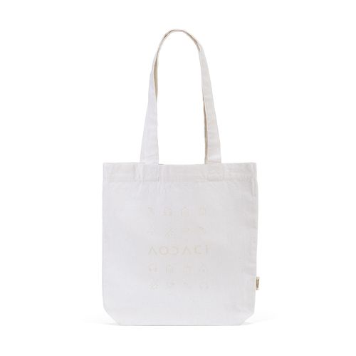 white Bolsa de compra Logan; rCotton de 280 gsm Asas de 65 cm y fuelle