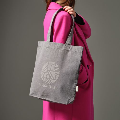 gray Bolsa de compra Logan; rCotton de 280 gsm Asas de 65 cm y fuelle
