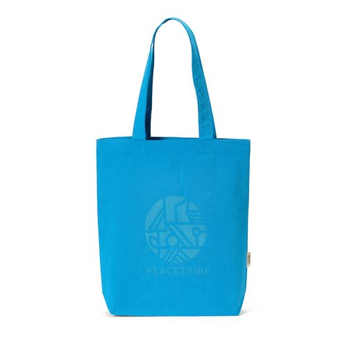 azul claro Bolsa de compra Logan; rCotton de 280 gsm Asas de 65 cm y fuelle