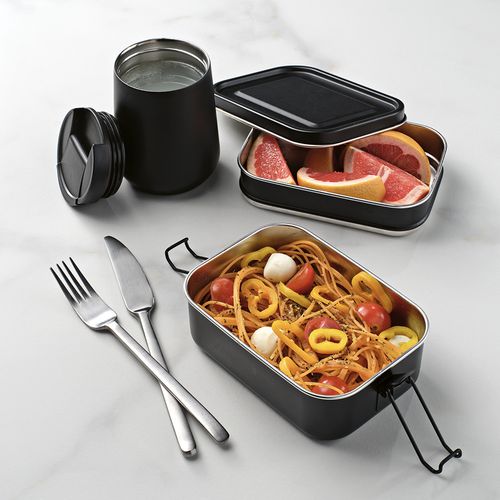 Boîte repas Tintoretto rInox 1240 ml,2 niveaux,fermeture latérale
