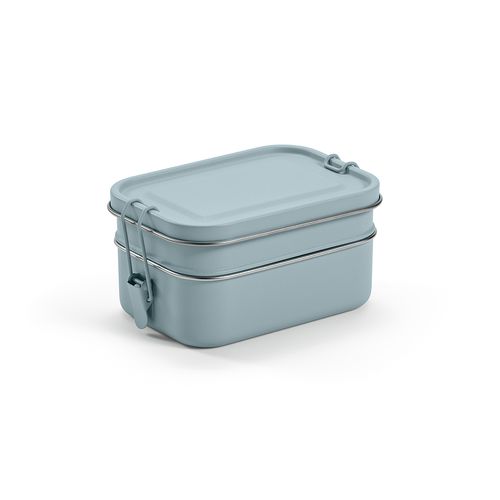 azul mate Fiambrera Tintoretto; rInox, 1240 ml. 2 espacios con cierre clip