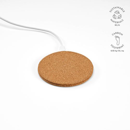 natural Cargador inalámbrico Descartes; de corcho , 15 W. Puerto USB-C