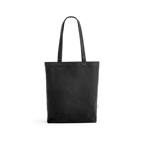 black Bolsa de compra Elbrus; rCotton de 220 gsm. Asas 65 cm y fuelle