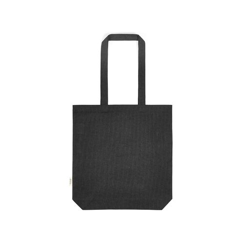black Bolsa de compra Elbrus; rCotton de 220 gsm. Asas 65 cm y fuelle