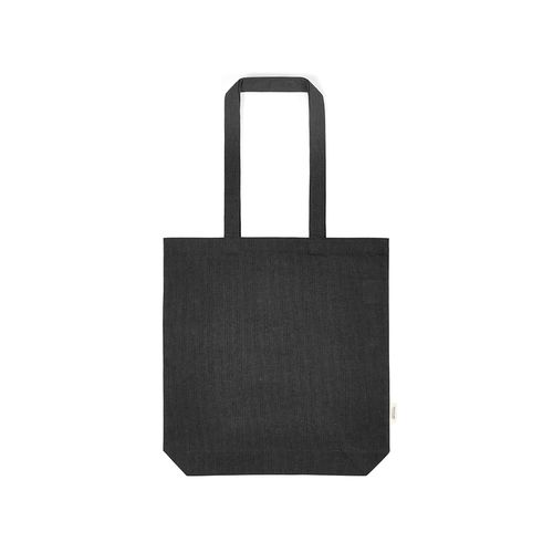 black Bolsa de compra Elbrus; rCotton de 220 gsm. Asas 65 cm y fuelle