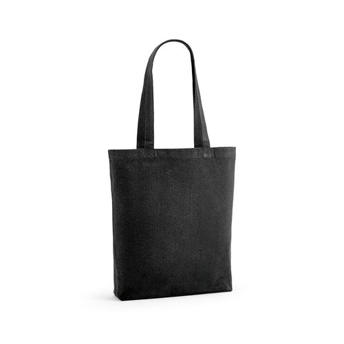 black Bolsa de compra Elbrus; rCotton de 220 gsm. Asas 65 cm y fuelle