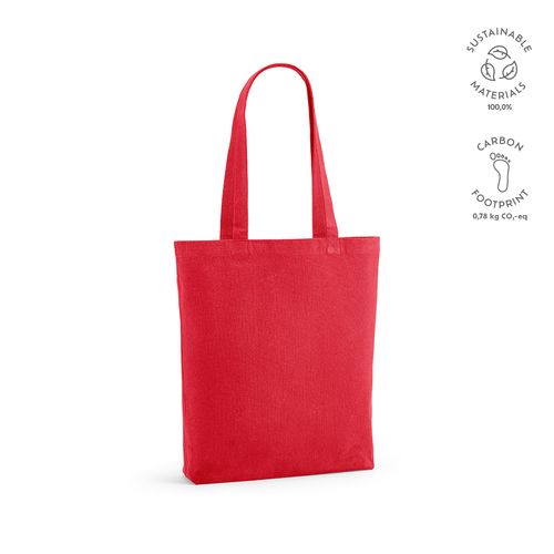 red Bolsa de compra Elbrus; rCotton de 220 gsm. Asas 65 cm y fuelle