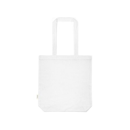 white Bolsa de compra Elbrus; rCotton de 220 gsm. Asas 65 cm y fuelle