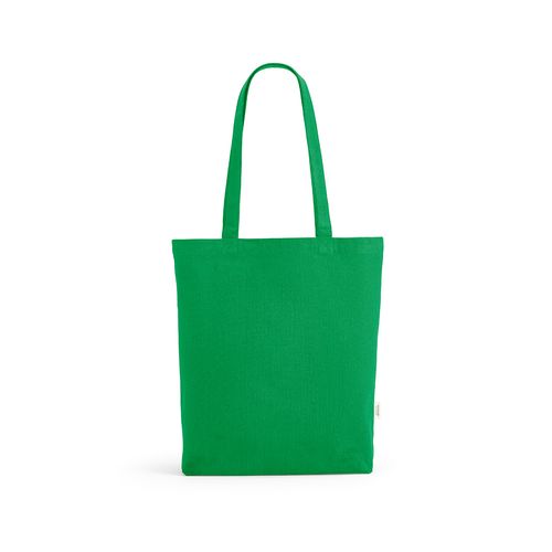 green Bolsa de compra Elbrus; rCotton de 220 gsm. Asas 65 cm y fuelle