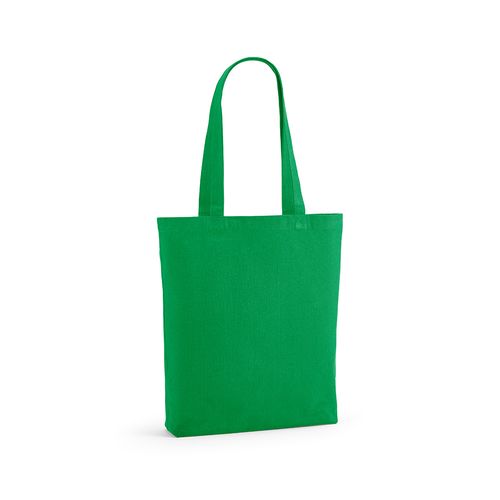 green Bolsa de compra Elbrus; rCotton de 220 gsm. Asas 65 cm y fuelle