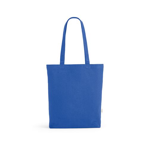 azulón Bolsa de compra Elbrus; rCotton de 220 gsm. Asas 65 cm y fuelle
