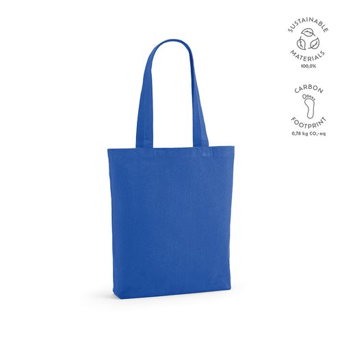 azulón Bolsa de compra Elbrus; rCotton de 220 gsm. Asas 65 cm y fuelle