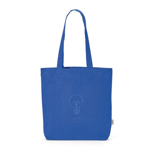 azulón Bolsa de compra Elbrus; rCotton de 220 gsm. Asas 65 cm y fuelle