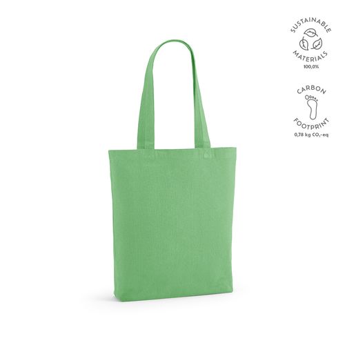 verde claro Bolsa de compra Elbrus; rCotton de 220 gsm. Asas 65 cm y fuelle