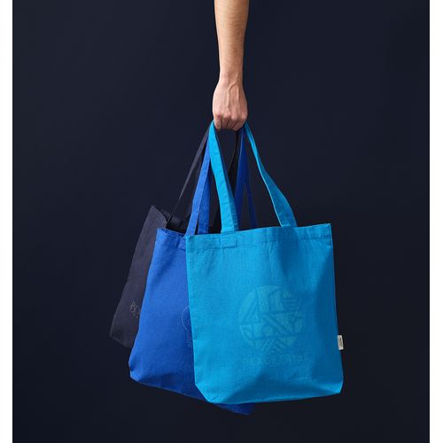 azul marino Bolsa de compra Elbrus; rCotton de 220 gsm. Asas 65 cm y fuelle