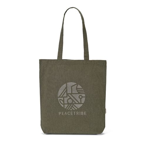 ejército verde Bolsa de compra Elbrus; rCotton de 220 gsm. Asas 65 cm y fuelle