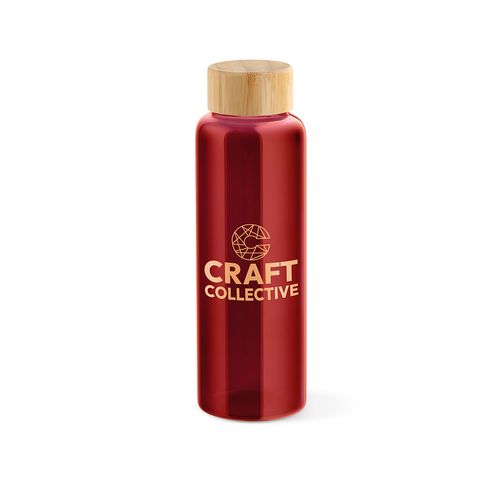 Gourde Indus en verre borosilicate,bouchon bambou 510ml. Etanche