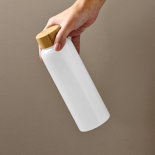 Gourde Indus en verre borosilicate,bouchon bambou 510ml. Etanche