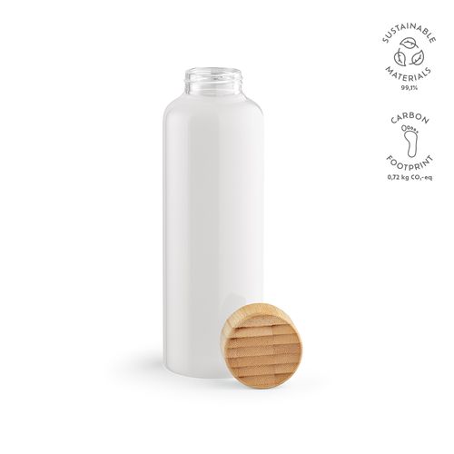 white Botella Indus; vidrio borosilicato, tapa bambú, 510 ml. Hermética
