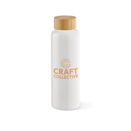Gourde Indus en verre borosilicate,bouchon bambou 510ml. Etanche