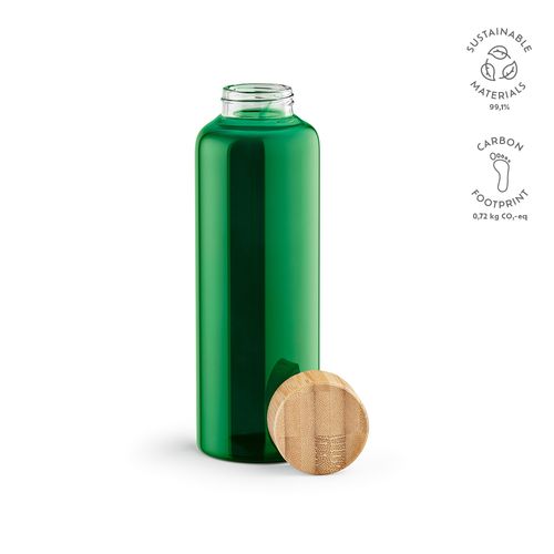 green Botella Indus; vidrio borosilicato, tapa bambú, 510 ml. Hermética