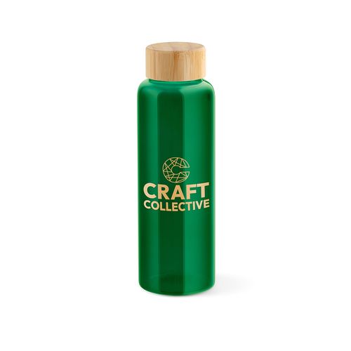 Gourde Indus en verre borosilicate,bouchon bambou 510ml. Etanche