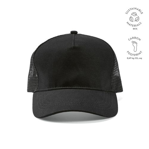 black Gorra Zappa de rPET y rCotton. 5 paneles y cierre a presión