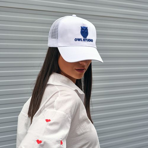 white Gorra Zappa de rPET y rCotton. 5 paneles y cierre a presión