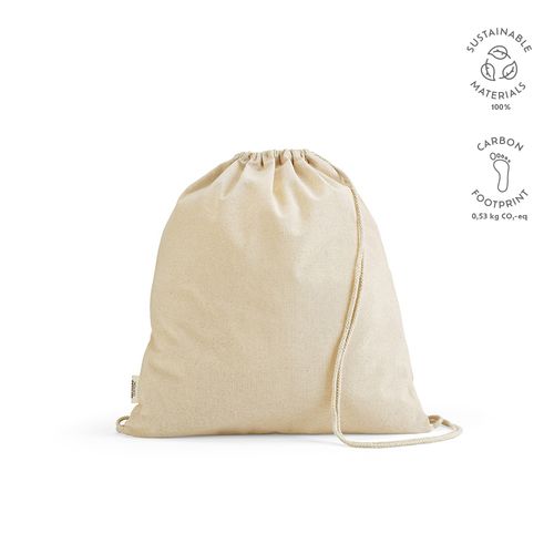 Sac à cordon Lhotse rCOTON 140 g/m². Cordon en coton recyclé