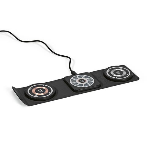 black Cargador inalámbrico Linnaeus; de rPU, 15 W. Puerto USB-C