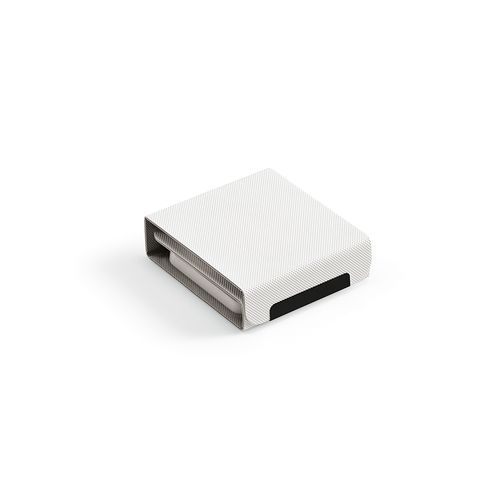 white Cargador inalámbrico Linnaeus; de rPU, 15 W. Puerto USB-C