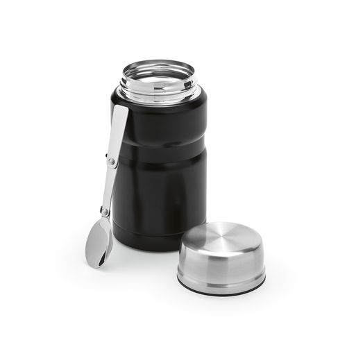 black Termo Dali 800; rInox, 810 ml. Doble pared. Con cuchara plegable