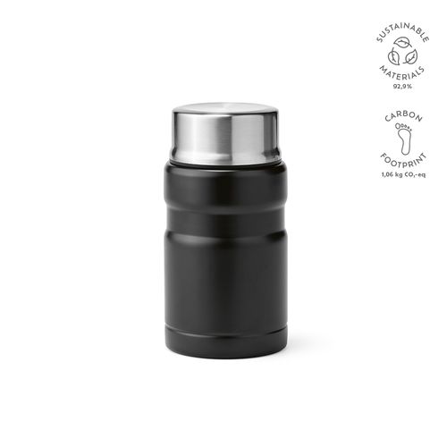 black Termo Dali 800; rInox, 810 ml. Doble pared. Con cuchara plegable