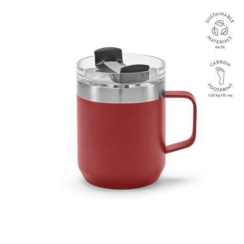 burdeos Taza Shinano; de rInox de 440 ml. Doble pared y tapa giratoria