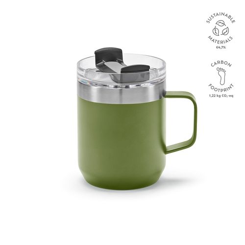 ejército verde Taza Shinano; de rInox de 440 ml. Doble pared y tapa giratoria