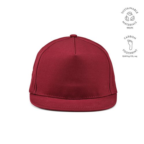 burdeos Gorra Cornell de rCotton de 280 gsm. 5 paneles y cierre a presión