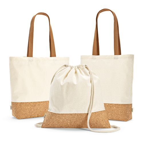 Bolsa de Compra Chimborazo de Algodón reciclado  180 gsm y Corcho