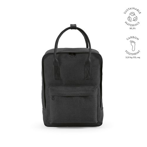 black Mochila Stockholm 18L Algodón reciclado de 450 gsm. Asas rPET.