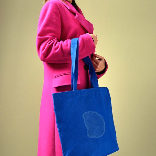 azulón Bolsa de Compra Aconcagua; rCotton 280 gsm. Asas 65 cm y fuelle