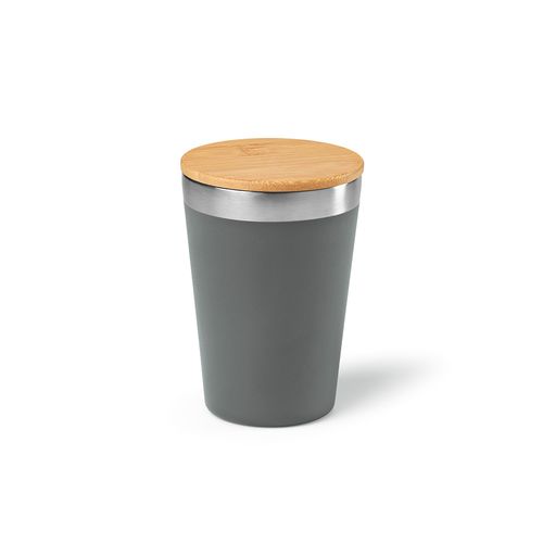 VASO DE VIAJE DON; RINOX Y TAPA DE BAMBÚ DE 400 ML. DOBLE PARED