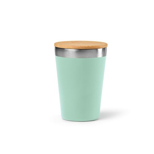 Vaso de viaje Don; rInox y tapa de bambú de 400 ml. Doble pared