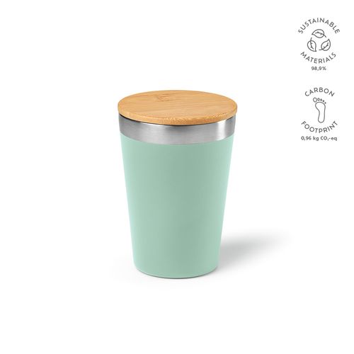 Vaso de viaje Don; rInox y tapa de bambú de 400 ml. Doble pared