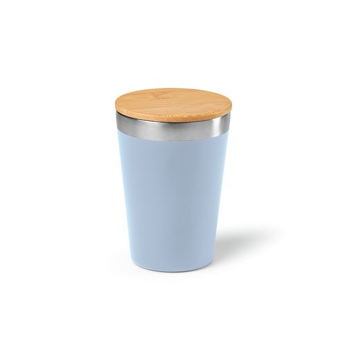 Vaso de viaje Don; rInox y tapa de bambú de 400 ml. Doble pared