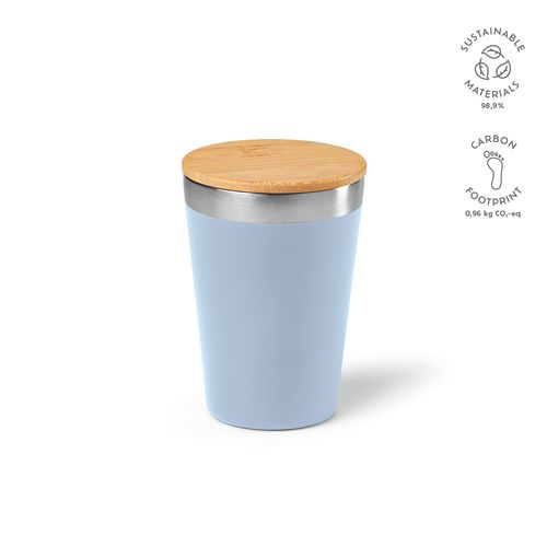 Vaso de viaje Don; rInox y tapa de bambú de 400 ml. Doble pared