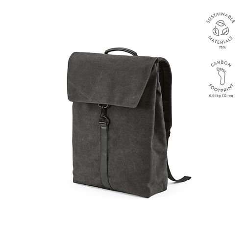 black Mochila Prague de 25 l de rCotton. Cierre de gancho. PC de 17