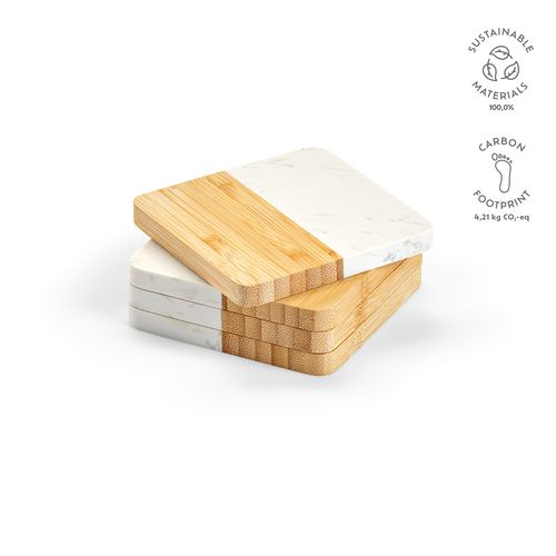 Sous-verres Kahlo en marbre et bambou, set de 4 - 2